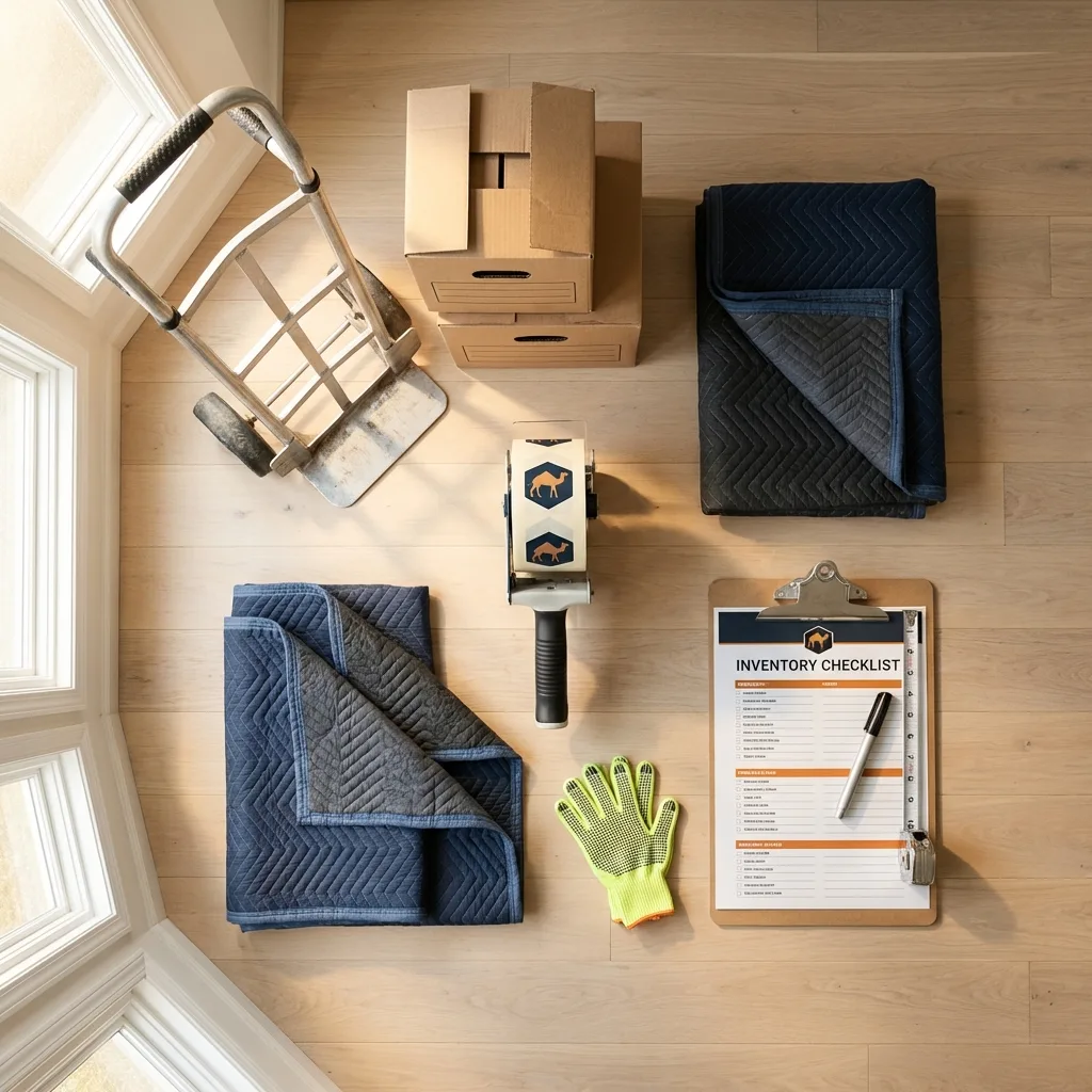 Professional moving supplies and packing materials layout for Tell City residential relocations